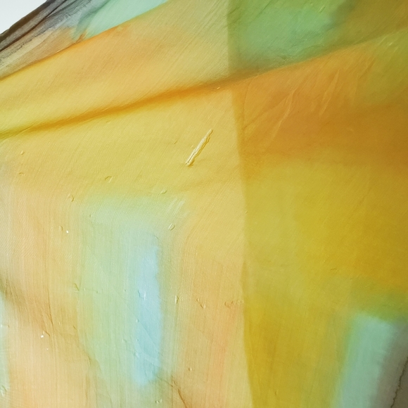 Blue and orange Silk scarf - Picture 6 of 8